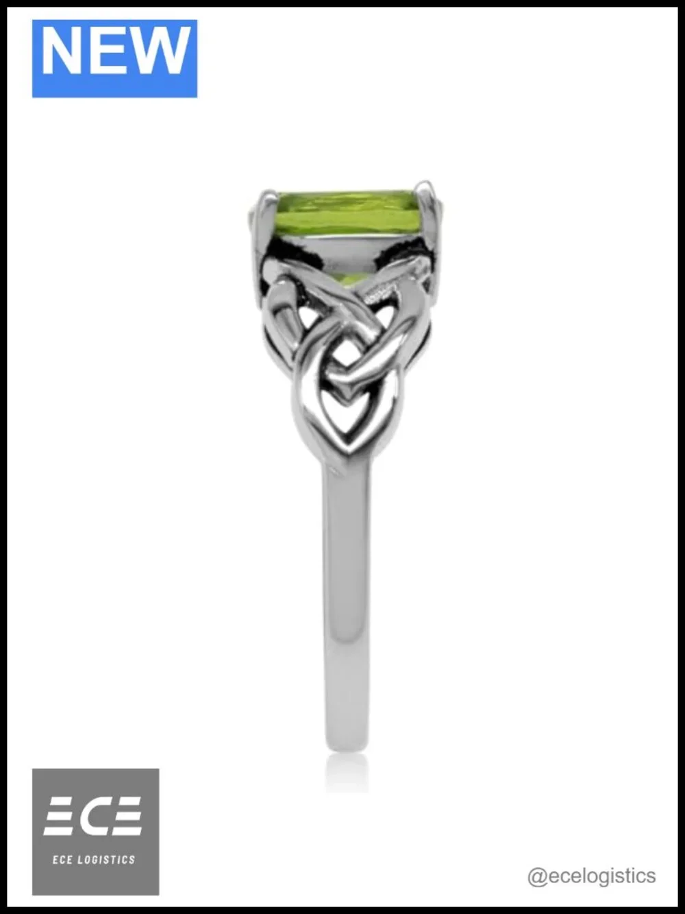 Silvershake 1.32ct Natural Oval Peridot 925 Sterling Silver Celtic Knot